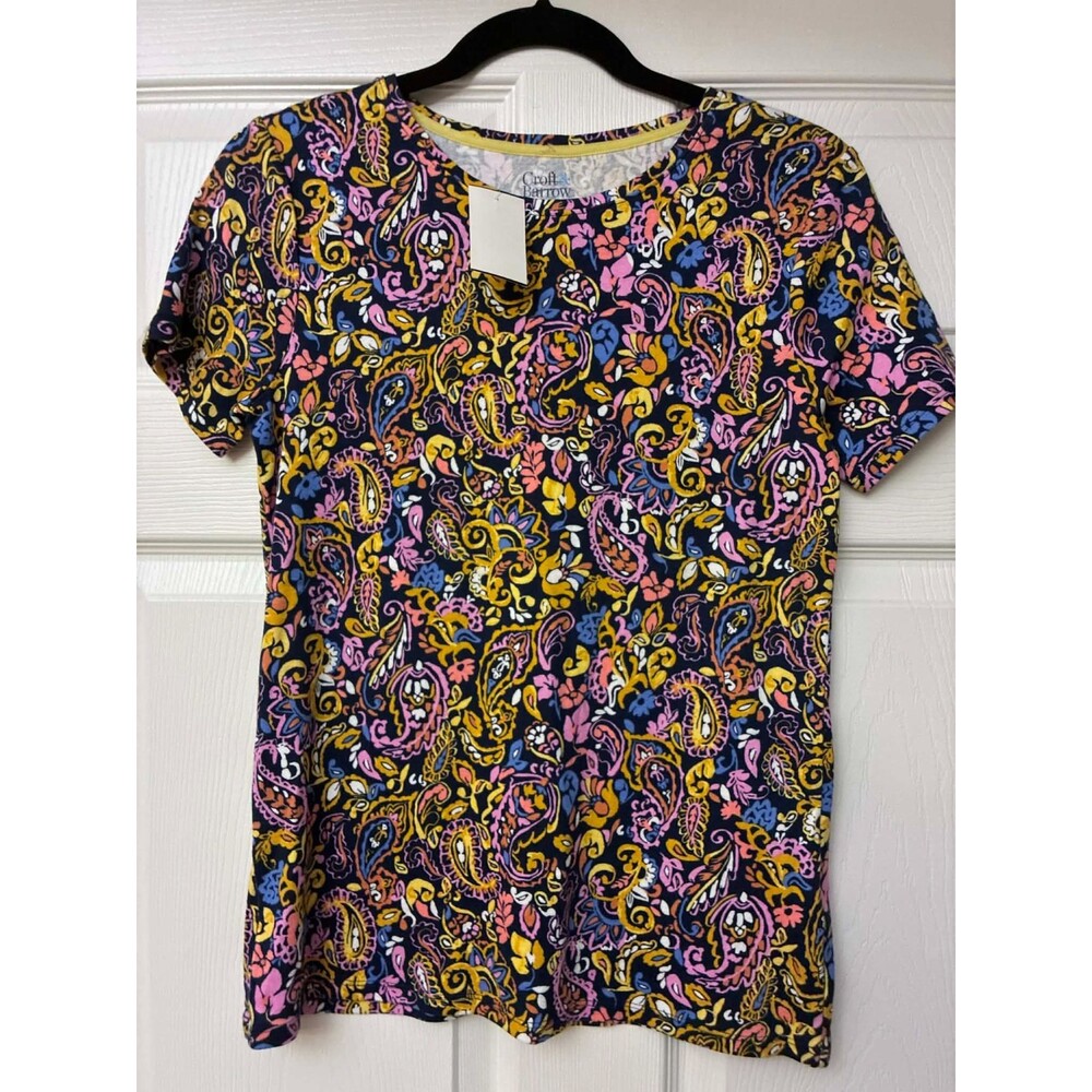 Croft & Barrow Classic Tee XS Multicolor Paisley Floral Short Sleeve NWT